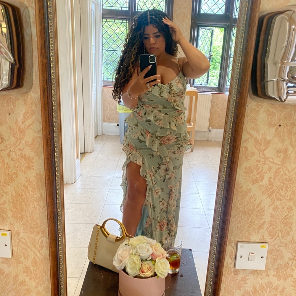 Windsor Green Floral Slit Dress